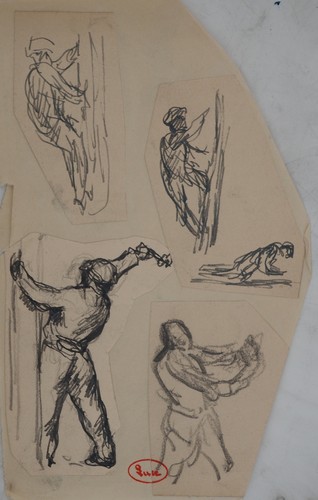 Maximilien LUCE : Quotidien d'une mine, Dessin original signé