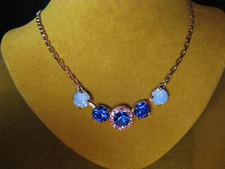 MARIANA NECKLACE SWAROVSKI BLUE PINK CRYSTALS ROSE GOLD PL MOSAIC Multi Jewelry