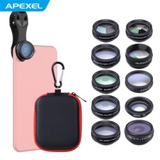 APEXEL 10IN1 Phone Camera Lens Kit Wide Angle Macro Fisheye Telephoto Lens Q0J1