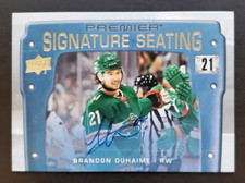 2021-22 UD Premier Brandon Duhaime Signature Seating Auto #PSS-BD Wild Avalanche