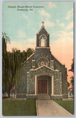 1910's FREDERICK MARYLAND MD MOUNT OLIVET CEMETERY CHAPEL ANTIQUE POSTCARD