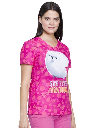 The Secret Life Of Pets Cherokee Scrubs Tooniforms V Neck Top TF629 PTFF - Picture 4 of 6