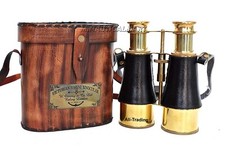 Nautical Victorian Brass Finish Maritime Binocular With Box Decorative Item