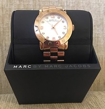 Marc Jacobs Women's Watch - Amy White Rose Gold Tone Ladies Quartz Steel MBM3077