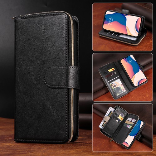 Zip Wallet Case Magnetic Flip Cover for iPhone 6S 7 8 Plus XR 11 12 13 14 15 16 - Picture 3 of 17