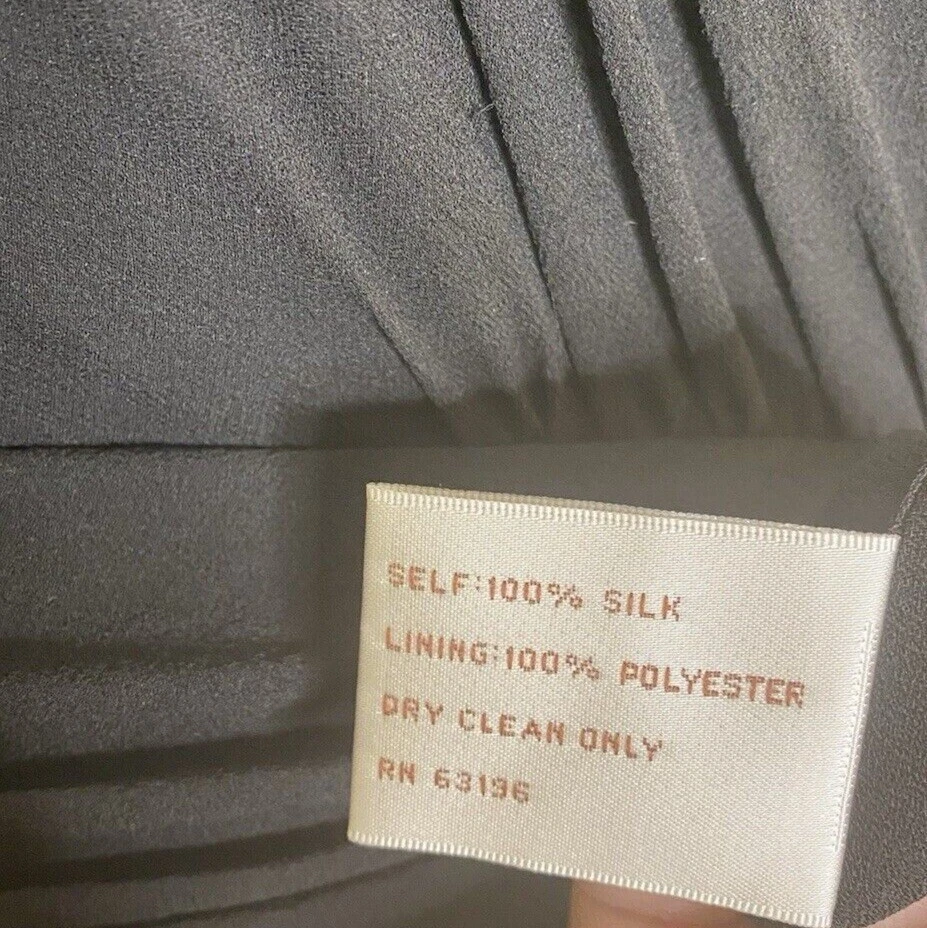 Vestido Midi Suzi Chin Maggy Boutique Seda Gasa 10 Negro Acanalado Cóctel Fiesta Foto 4 de 4