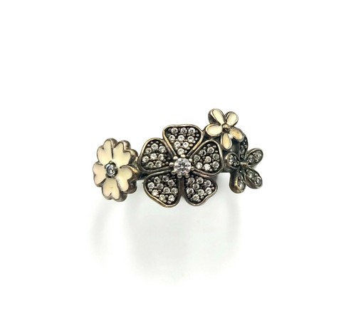 Pandora Shimmering Bouquet Enamel & Cubic Zirconia Pink Flower Floral Ring NWT - Picture 5 of 8