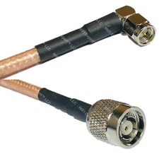 RG400 SMA MALE ANGLE to RP-TNC MALE RF Cable FAST-SHIP LOT