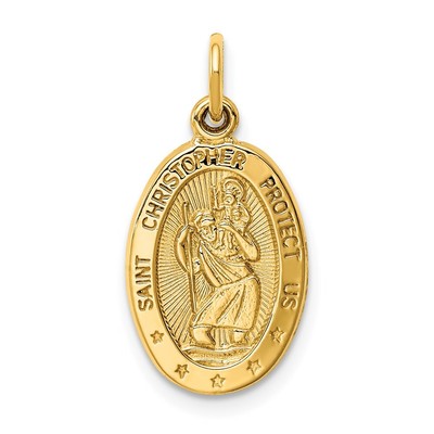 14K Gelbgold Heiliger Christophorus Medaille Charm Anhänger 1,45g für Mama