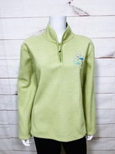 Disney Store Womens 1/4 Zip Fleece Pullover Size M Green Embroidered Tinker Bell