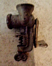 Vintage Miniature Metal Meat Grinder Toy Salesman Sample Table Top Doll 3"  