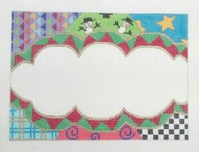 Renaissance Designs HP needlepoint canvas SNOWMAN PATCHWORK TAG large 7"x5" 14m