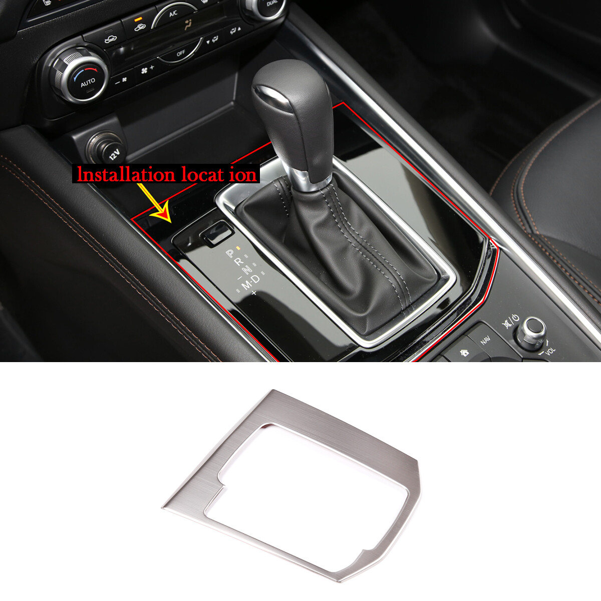 Gear Shift Knob Console Media Panel Trim Silver Steel For Mazda CX