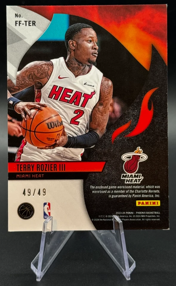 2023-24 Terry Rozier III 49/49 Panini Phoenix Fire Fabrics GU Patch Yellow Heat - Image 2 of 2
