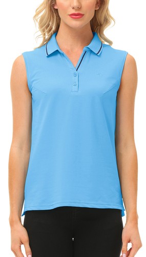 Women Button Golf Polo Gym Sleeveless Shirt T-shirt Casual Climbing Tennis Top - Picture 174 of 182