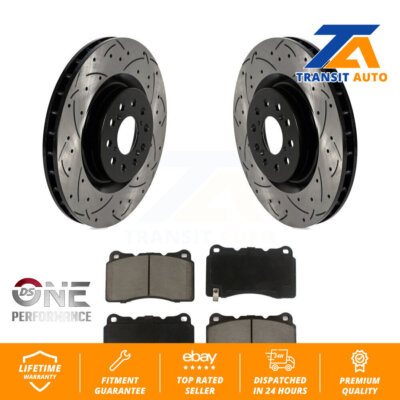 Front Drilled Slot Brake Rotors Ceramic Pad Kit For 2017-2019 Honda Civic Type R