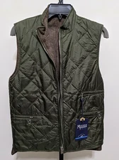 Mother Freedom Men's Brown Tweed Wool Reversible Green Quilted Zip Vest S $375