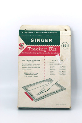 Vintage Singer Tracing Kit Style C-5 Tracing Wheel & Sheets Tracing Paper Used
