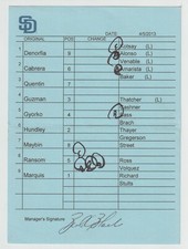 4-5-13 San Diego Padres - Game Used Umpire Lineup Card - Jedd Gyorko