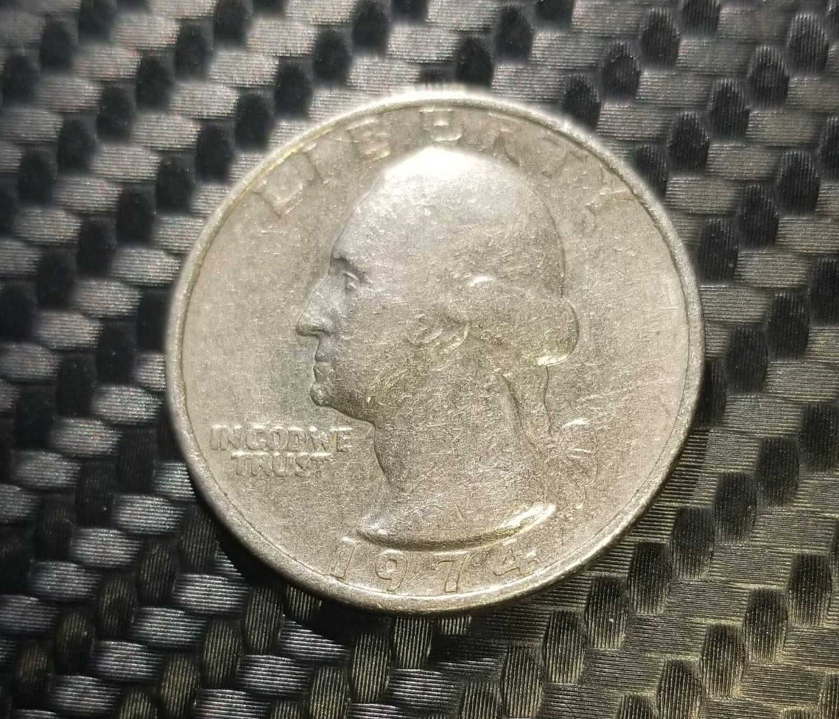 希少1974 KEATS AND EMBARRASSMENT 1974 Quater, RARE DOUBLE ERROR, No Mint Mark And back