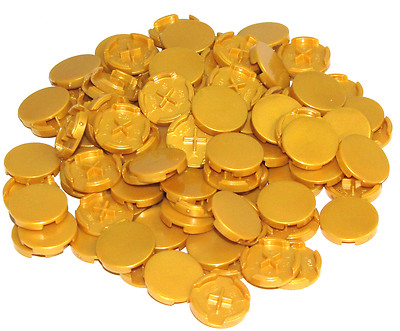 Lego Lot of 100 New Pearl Gold Tiles Round 2 x 2 Bottom Stud Holder Smooth Flat