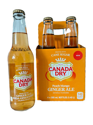 24 Bottles of Canada Dry Peach Mango Ginger Ale Soft Drink, 355ml Each Bottle