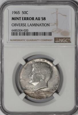 1965 NGC AU58 Lamination Error Kennedy Half Dollar Mint Error Wow