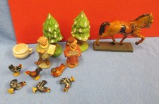 ab 1920 schönes Konvolut / ELASTOLIN Pferd / Zwerge / Bäume / Holz Hühnervögel