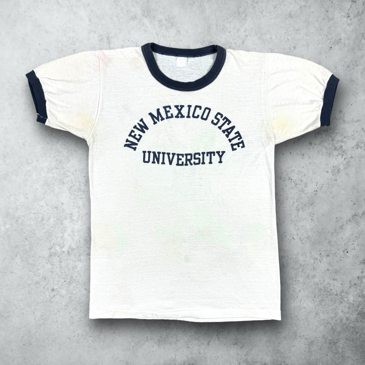 Vintage 60s New Mexico State College Ringer T-Shirt White