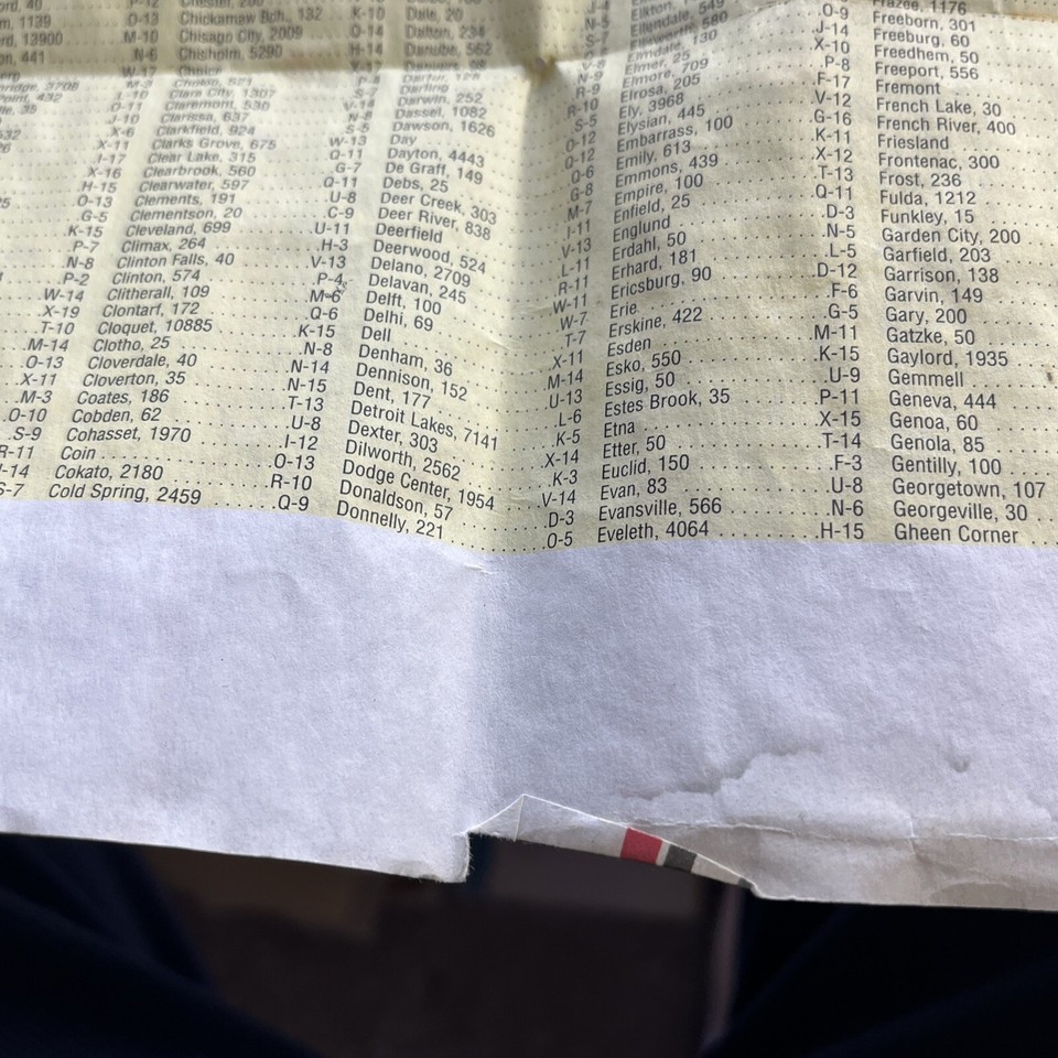 Minnesota MN VTG 1990 State Highway Map Road Cenex Gas Station