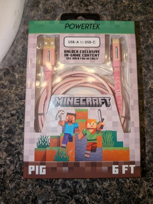 #ad Minecraft Powertek USB A to Lightning 6ft Pig Charger Cord Fast MFi Certified $16.79