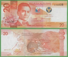 Philippines 20 Peso 2023 P-230b UNC Banknote Piso Asian Palm Civet World Money