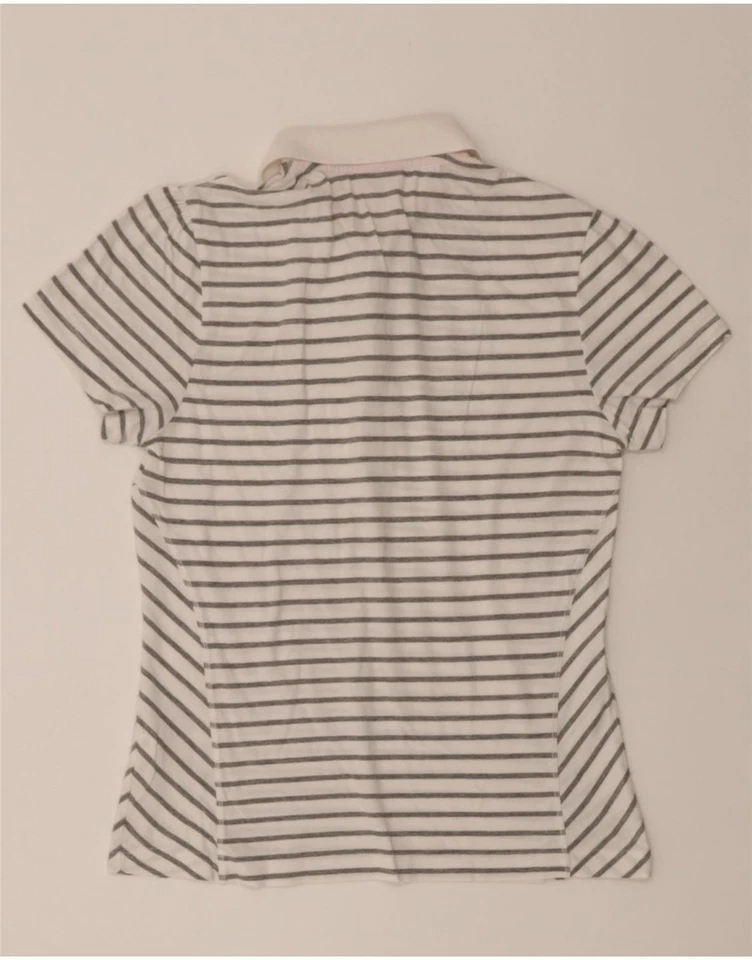 PUMA Womens Polo Shirt UK 12 Medium White Striped Cotton ZT10 - Image 2 of 3
