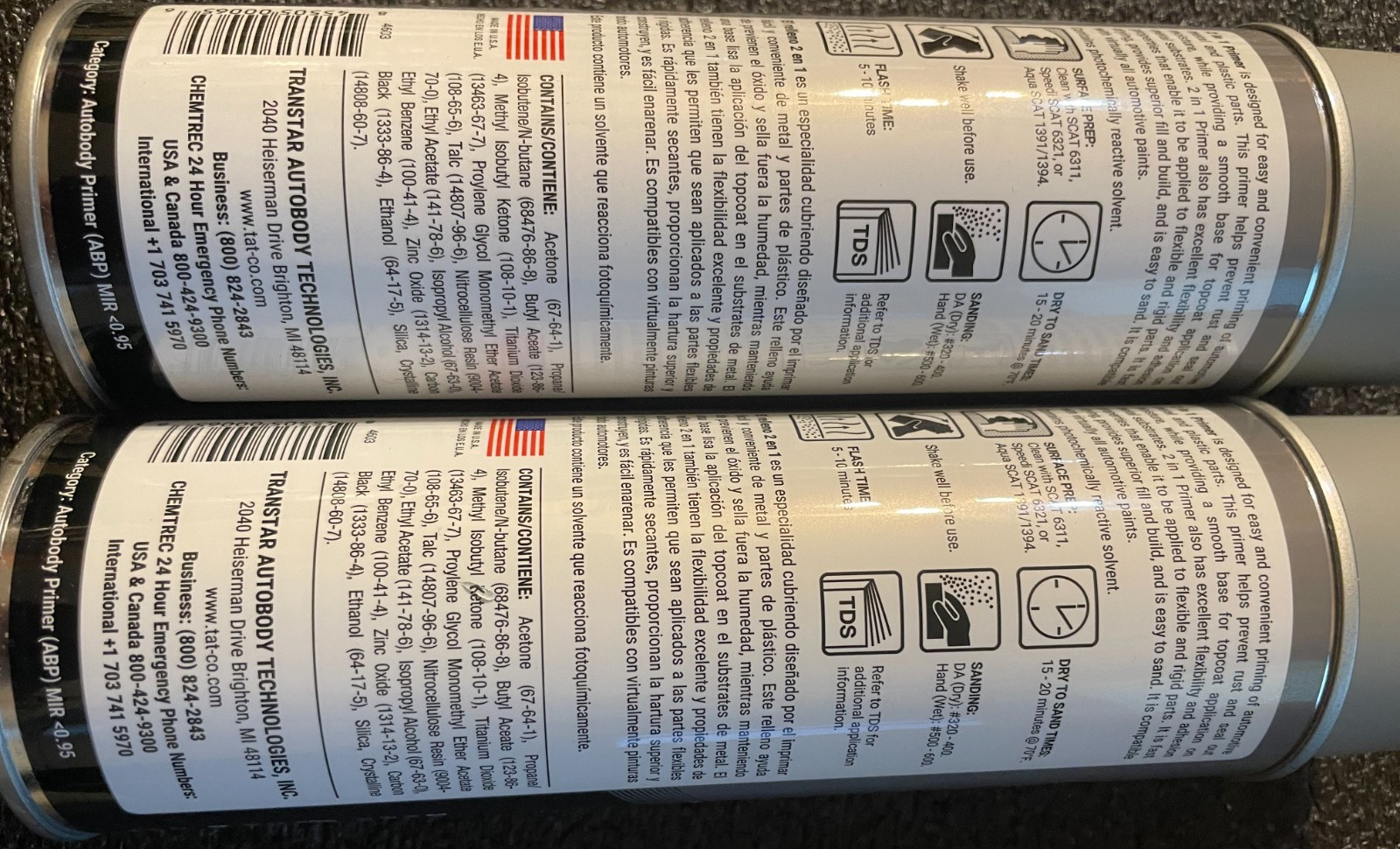 Transtar 4603 2 in 1 Primer Aerosol Gray 15 oz each (2 Pack)