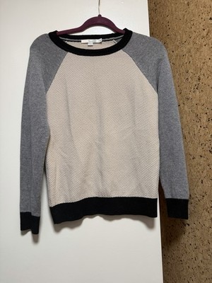 Boden Beige Grey Black Color Block Meg Saddle Sleeve Sweater Sz 2 Us 6 UK