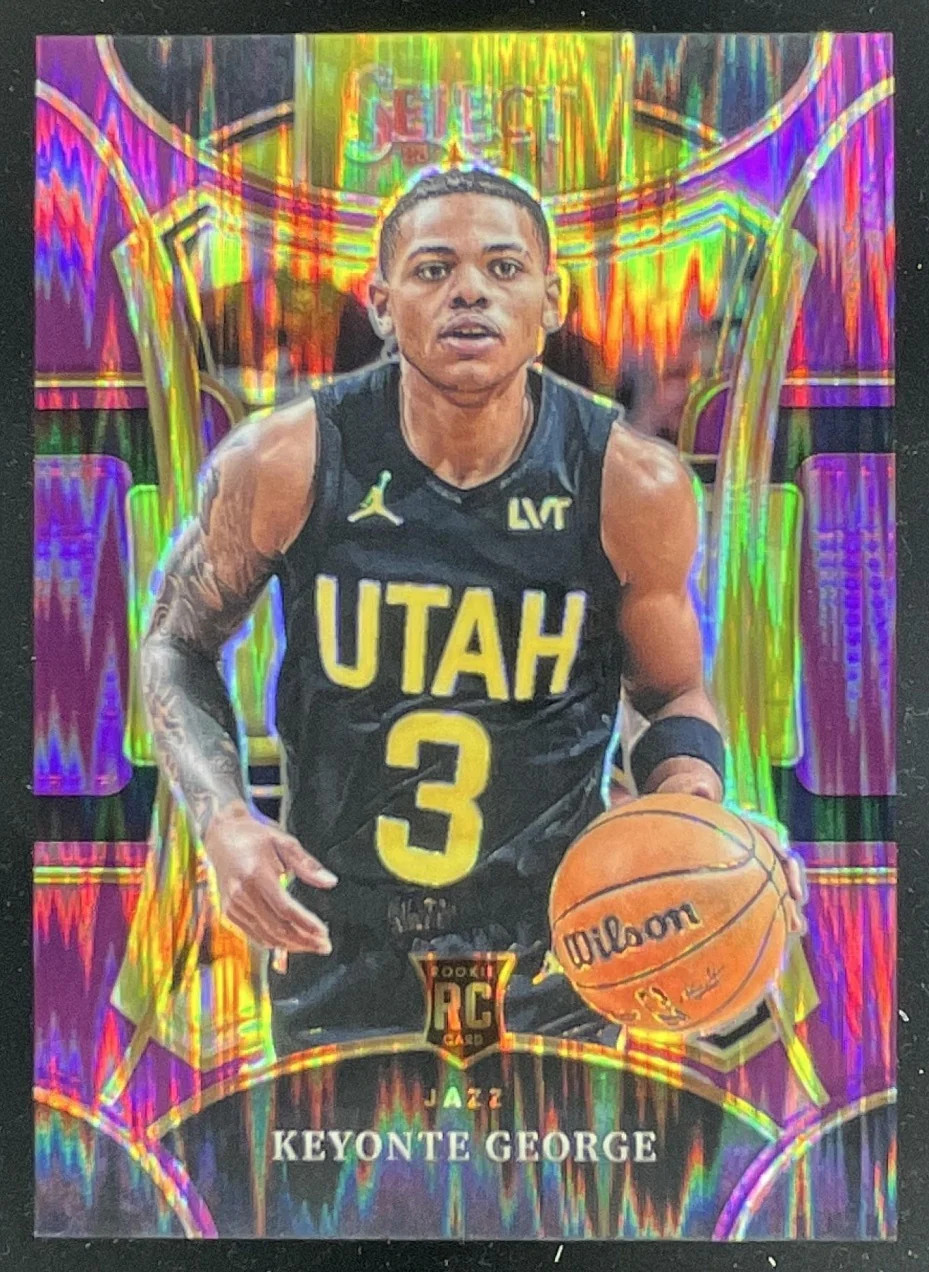 2023-24 Panini Select Purple Flash Prizm #305 Keyonte George RC Mezzanine /175