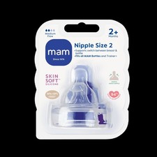 MAM Medium Flow Nipple Level 2 2 Pack SkinSoft Silicone for 2 Months