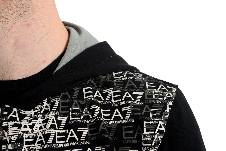 Emporio Armani EA7 "Train Premium" Para hombres Negro Gráfico Cremallera Completa Sudadera con Capucha Foto 4 de 4