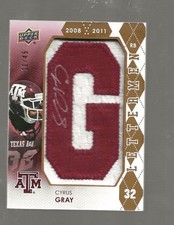 2012 UPPER DECK RC LETTERMAN SIGNATURE CYRUS GRAY 11/45 AUTOGRAPH