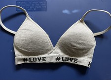 Wonder Nation Girls Bra Sz 30 Gray LOVE Graphic PLS READ DESCRIPTION