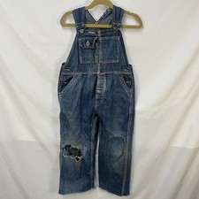 VINTAGE 20S 30S PENNEYS OX HIDE DENIM OVERALLS YOUTH DISTRESSED REPAIRED