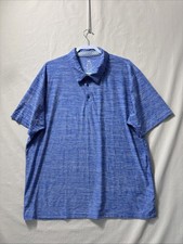 Men s Polo Short Sleeve Shirt Collared Blue 2XL 3 Button Closure