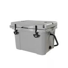 Gray 25QT Portable Insulated Hard Cooler with Bottle Opener, Cup Holder, and For