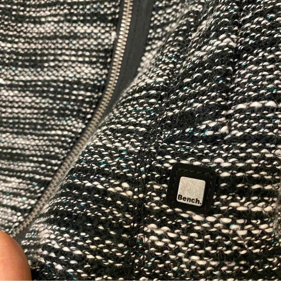 Bench Vail Fleece Lined Black & White tweed Jacket asymmetrical zipper -XS/4 - Image 3 of 4