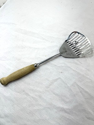 Vtg A & J EKCO Kitchamajig Wood Handle 12'' Whisk Fry Spatula Slotted Spoon FrShp