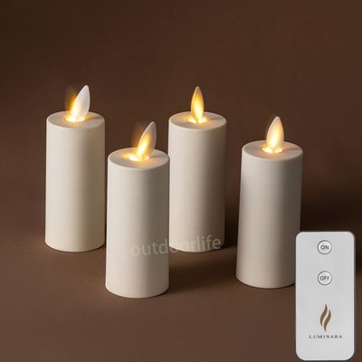 Set of 4 Luminara Flameless LED Votive Candles w/Remote Moving Flame 4.25X1.5''