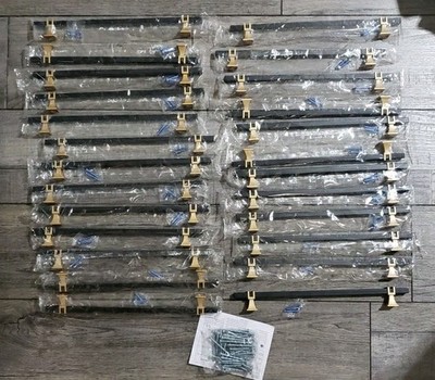 25 Pack 10 inch Hole Center Black & Gold Cabinet Handles Square Zinc-Alloy Pulls