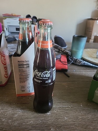 Coca Cola Georgia Peach Full Glass Soda Bottle Collector 12oz Rare - Picture 3 of 3