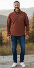 Eddie Bauer Men’s XL 1/4 Zip Fleece Pullover Sweater Maroon Red Outdoor Comfort