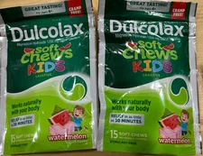 Dulcolax Soft Chews Saline Laxative for Kids Watermelon  Exp 08/26 2 Packs= 30